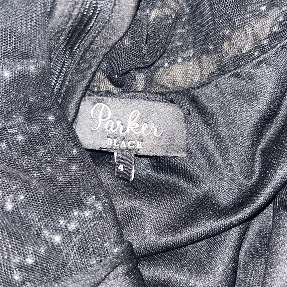 Parker Black Fully Beaded Art Deco Evening Gown Mesh Illusion Maxi Dress Size 4 - Picture 11 of 14